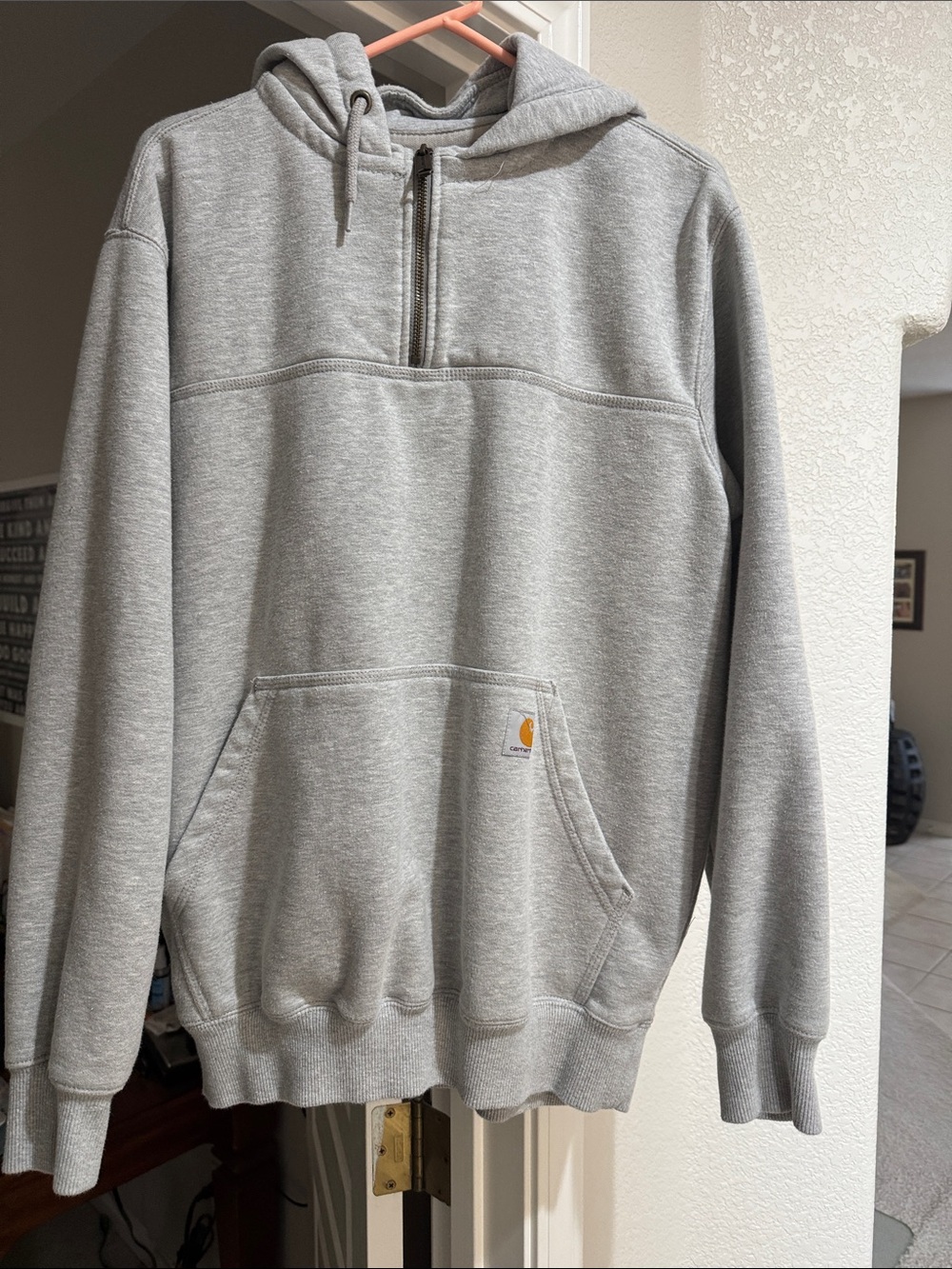 Carhartt Gray Half-Zip Hooded Sweatshirt